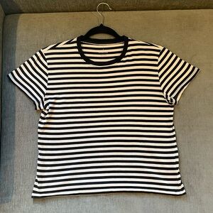 Everlane 100% cotton tee shirt black and tan stripes size small